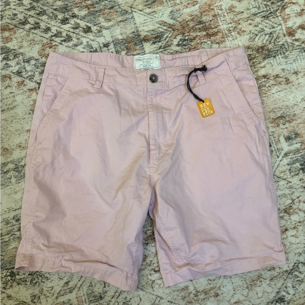 Free Planet Pink Chino Shorts Men’s 34 Stretch Cotton Casual‎ Summer